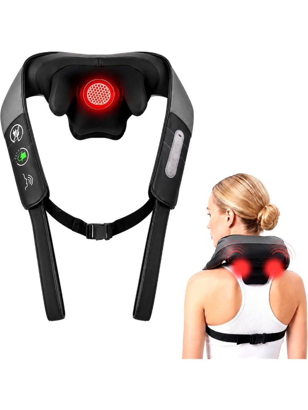 Rechargeable Neck Massager with Heat - Deep Tissue Pain Relief & Relaxation